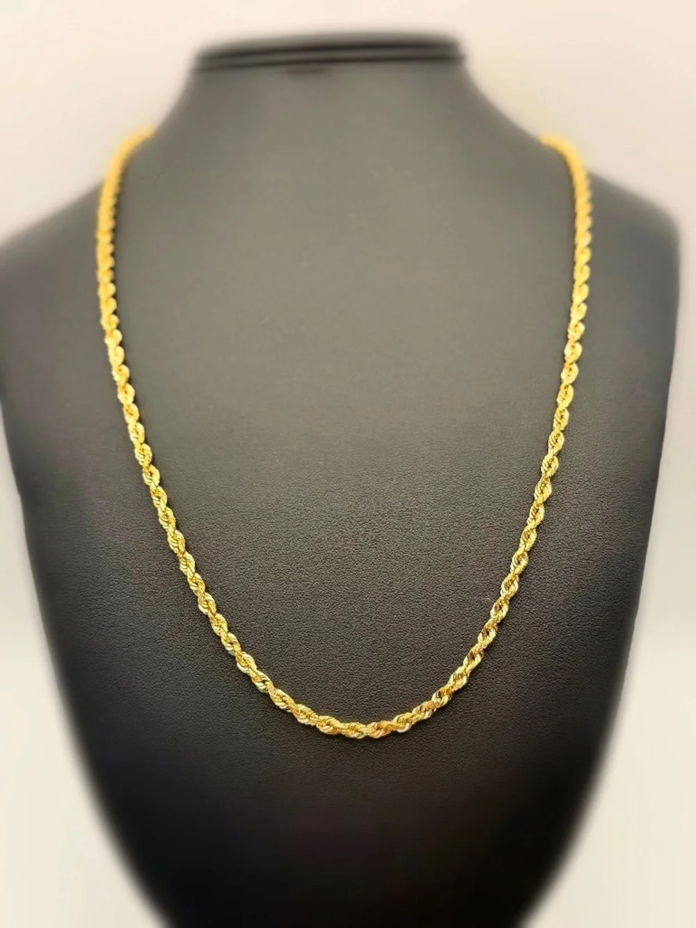 10k Solid Yellow Gold Rope Chain Unisex Necklace 24” 4mm